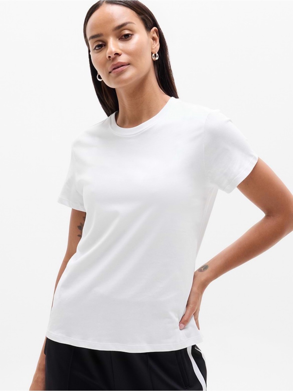 Classic White Striped Crewneck Tee - Athleta Favorite Tee